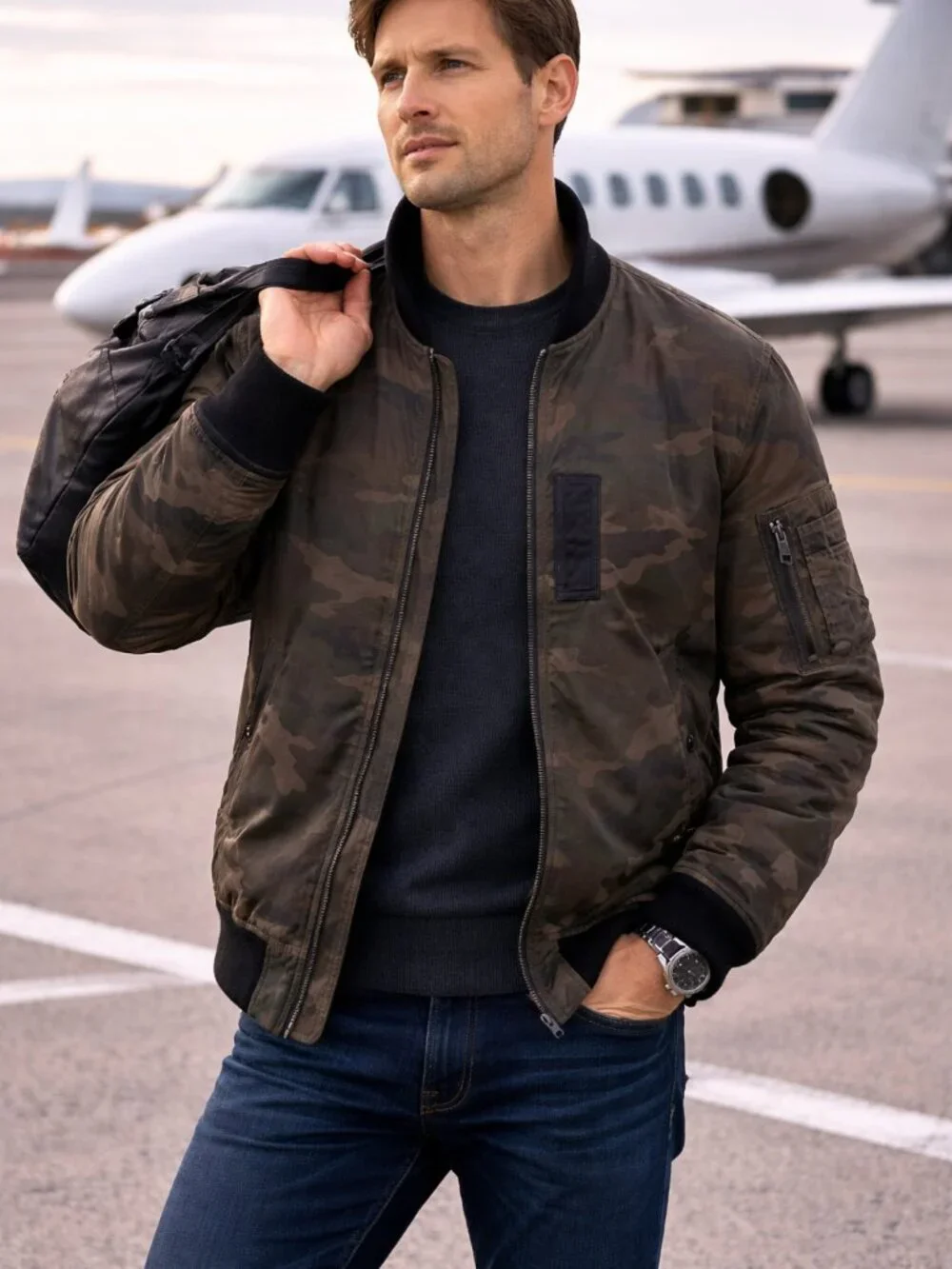 Denim & Supply Ralph Lauren Camouflage Military Bomber Jacket Sz‎ S